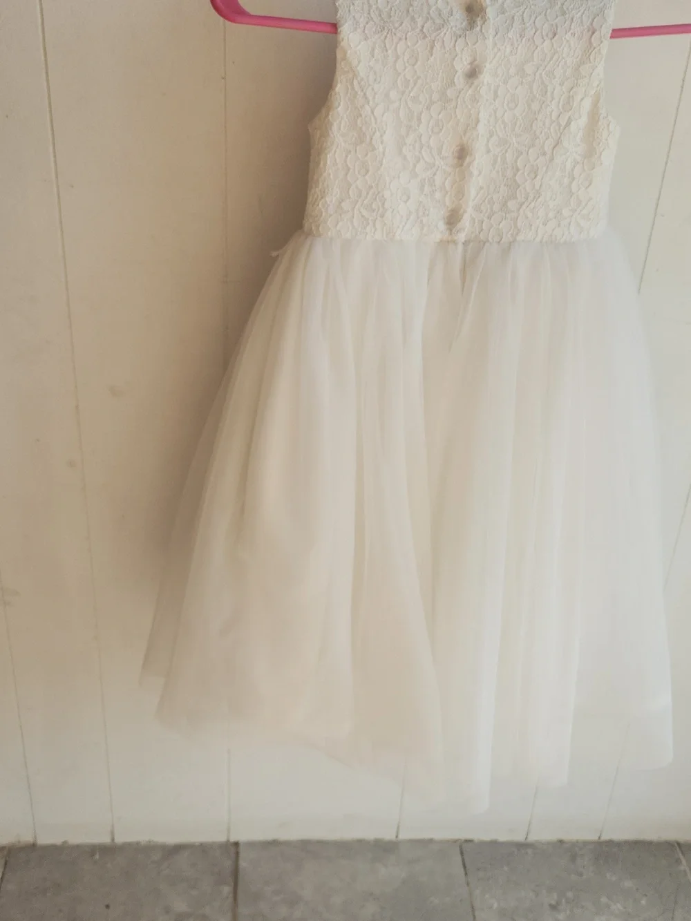 David's Bridal White Lace Bodice Tulle Dress for Girls - Picture 2 of 5